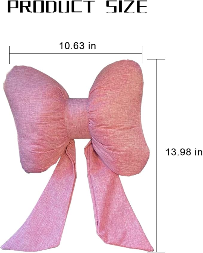 Bow Car Headrest Pillow, Breathable Memory Foam Vehicle Neck Pillow with Adjustable Strap, Ergonomic Auto Neck Support Cushion for Pain Pressure Relief, Universal for Most Cars (Pink)