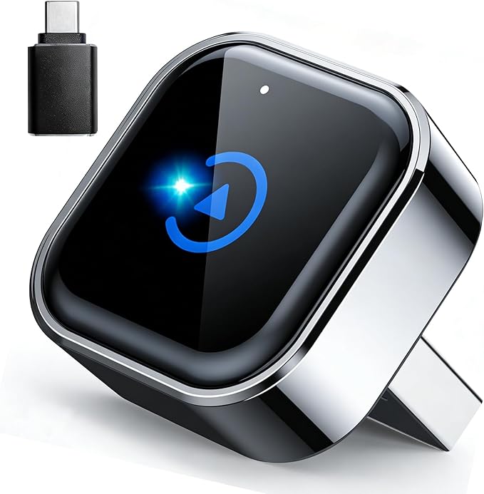Wireless CarPlay and Android Auto Adapter, Ultra-Compact Aluminum Design with Dual-Band Technology, USB-C/USB-A Compatible for Wired CarPlay Vehicles