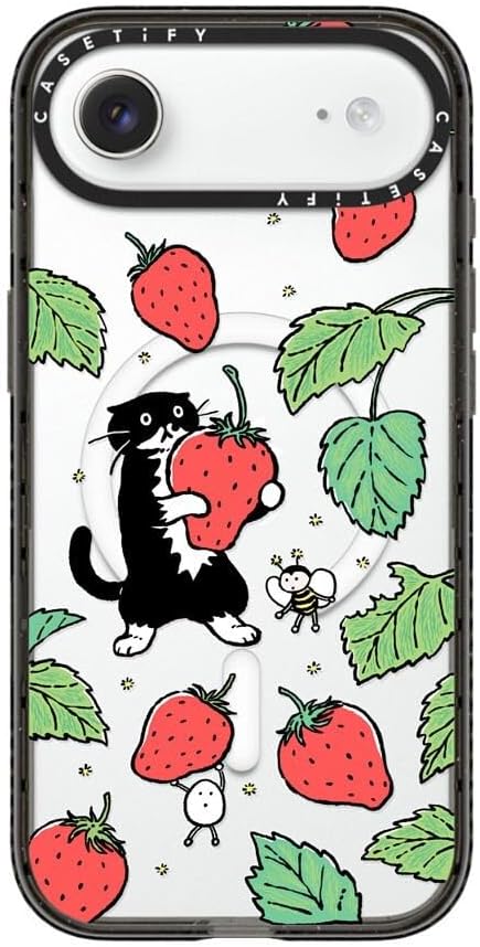CASETiFY Impact iPhone Air Case [Slim/Compatible with Magsafe / 8.2 ft. 4X Military Grade Drop Protection] - Strawberry and Mo - Clear Black
