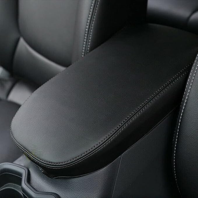 INTGET Center Console Armrest Cover for 2025 Toyota RAV4 Accessories 2024 2023 2022 2021 2020 2019 Leather Middle Console Lid Cover Pad Protector Elbow Arm Rest Covering Car(Black)
