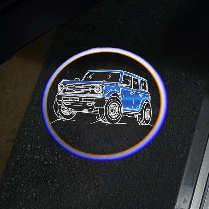 2Packs Car Door Lights Car Door Shadow Lights Projector Welcome Courtesy Lights (b-car-Blue)