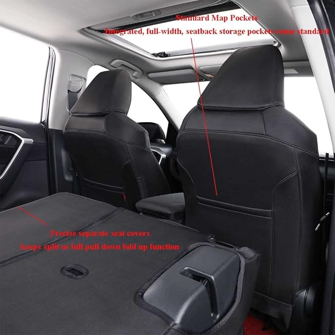 EKR Rav4 Seat Covers Custom Fit for Toyota Rav4 (Hybrid) SE/XSE & (PHEV) GR Sport 2026,Car Seat Cover Full Set for SUV,Water-Resistant, Non-Slip, Easy Clean,Neoprene(Black)