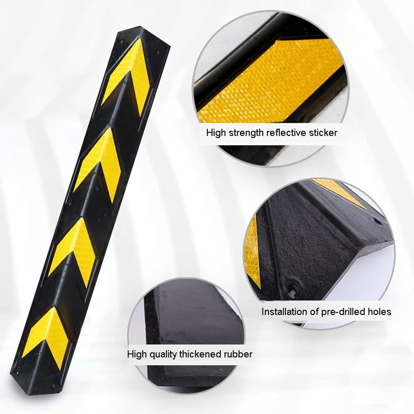 XPLKQXE Reflective Rubber Wall Corner Guard, Rubber Wall Protector Corner Protector, for Parking Protection Car Corner Guardrail Post (Color : Black+Yellow, Size : 20pcs)