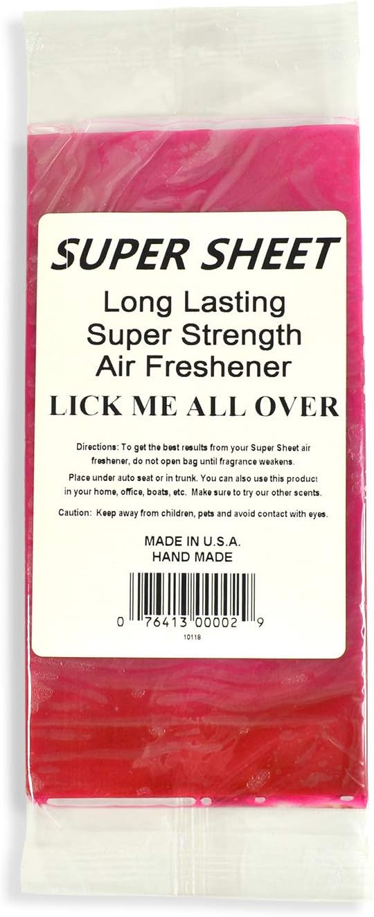 Super Sheet Small (7.5"x3.75") Under Seat Car Air Freshener (Lick Me All Over)