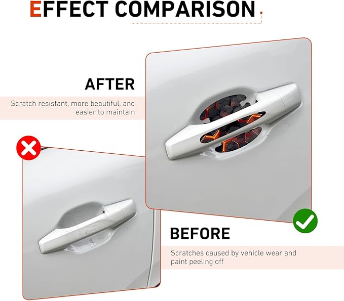 8 PCS Car Door Handle Scratch Protectors, Scratch-Proof Door Cup Protectors, Automotive Door Handle Paint Protective Film, Universal for Most Cars (Style 1)