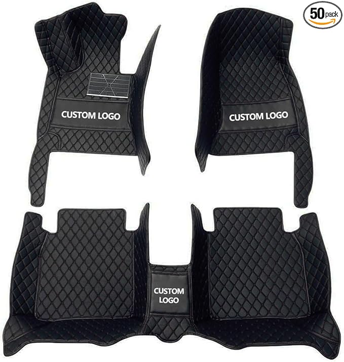 Custom Floor Mats for Cars，Luxury Full Coverage All Weather Car Floor Mats，Leather Car Mat Set ， Floor Mats for 99% of Cars, Trucks & SUVs (Black)