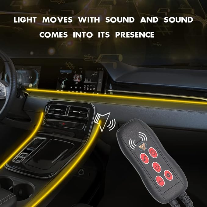 Interior Car Strip Lights, Goodream USB Music Sync Multicolor Multiple Modes LED Fiber Optic Light Ambient Neon Wire Lighting Kits for Sedan Truck SUV Accessories Center Console Dashboard