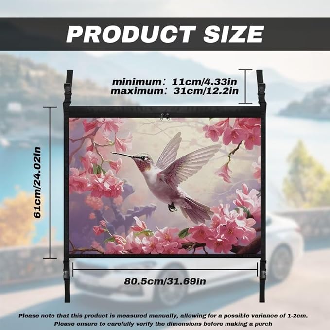 Hummingbird Flower Car Roof Storage Bag Multi-Purpose Seat Organizer Car Bag Storage Box Organizer Pouch Pocket Car Travel Accessories Compatible with Most Cars