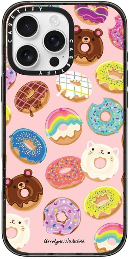 CASETiFY Impact Case for iPhone 16 Pro Max [8.2ft 4X Military Grade Drop Protection/Compatible with Magsafe] - Donuts - Clear Black