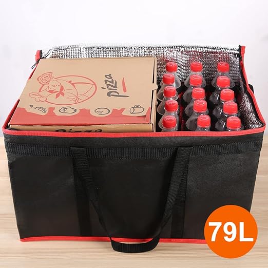 Insulated Food Delivery Bag with Hard Bottom - Extra Stable and Durable Catering Bag, 3XL Thermal Cooler Tote for Hot and Cold Food Transport - Ideal for High-Volume and Restaurant Deliveries