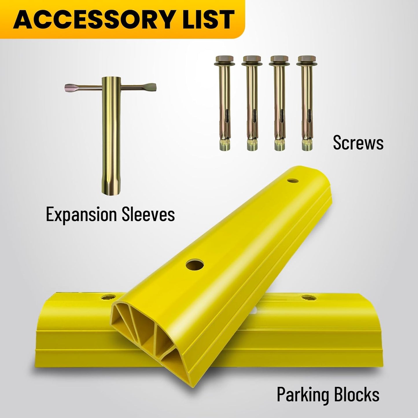 ROBLOCK 22" Parking Stopper for Home Garage & Outside, Heavy Duty Garage Stoppers for Protecting Your Vehicle, Parking Aids for New Drivers, Wheel Stops for Cars, Vans, Trailer, 2 Packs, Yellow
