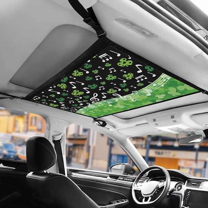 Musical St.Patrick Day Car Roof Storage Bag Car Organizer for Car Seat All Car Storage Organizer One-Size-Fits Car Travel Accessories