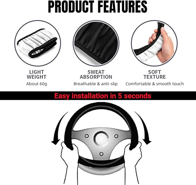 Leather Steering Wheel Cover Compatible with HR-V Car Universal Size