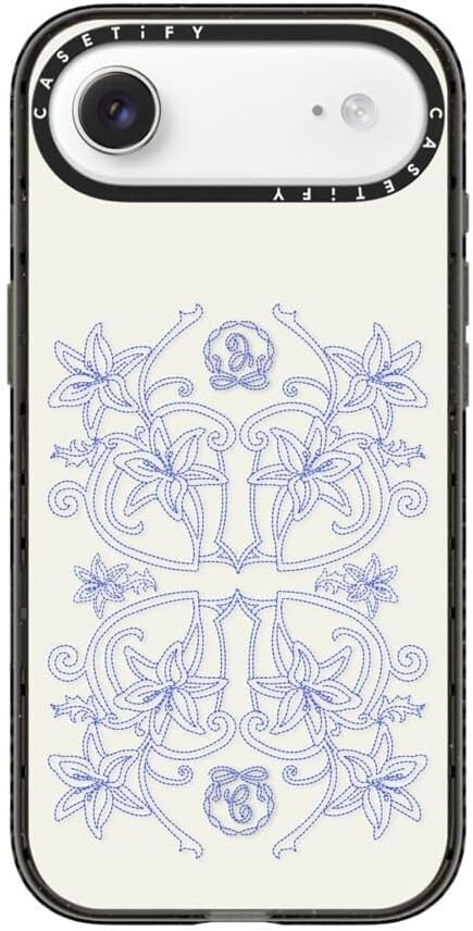 CASETiFY Impact iPhone Air Case [Slim/Compatible with Magsafe / 8.2 ft. 4X Military Grade Drop Protection] - Luxe Garden Porcelain - Clear Black