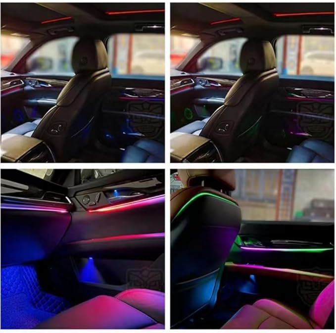 Acrylic Interior Car LED Strip Light APP Control, RGB Symphony Color 18 in 1 570 LEDs Fiber Optic Ambient Lighting Kits, 16 Million Colors Sound Active Function Car Neon Lights (18 in 1)