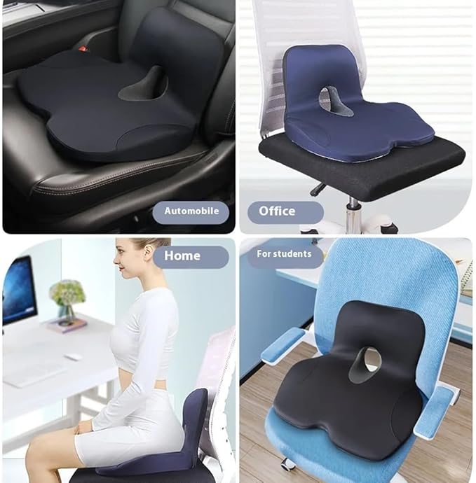 OUTMX Car Seat Cushion for CRV CR V 2023 2024 2025, Memory Foam Seat Cushion with Lumbar Support L-Shaped Ergonomic Non-Slip Pad Tailbone Pain Relief,Black-Normal