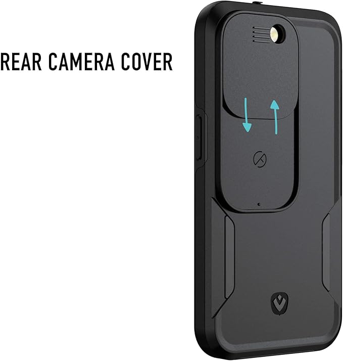 Spy-Fy iPhone 14 Pro Privacy Case with Camera Covers Front and Rear | Protect Your iPhone and Privacy | 6-Foot Drop Proof | 6,1 Inch | Camera Protection by Valenta Black
