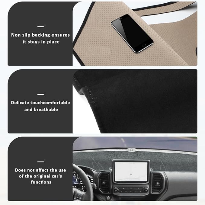 auovo Dashboard Cover Mat Compatible with Ford Bronco Sport Accesories 2021 2022 2023 Anti-Slip Dash Cover Dash Carpet Cover Sunshield Protector Mat