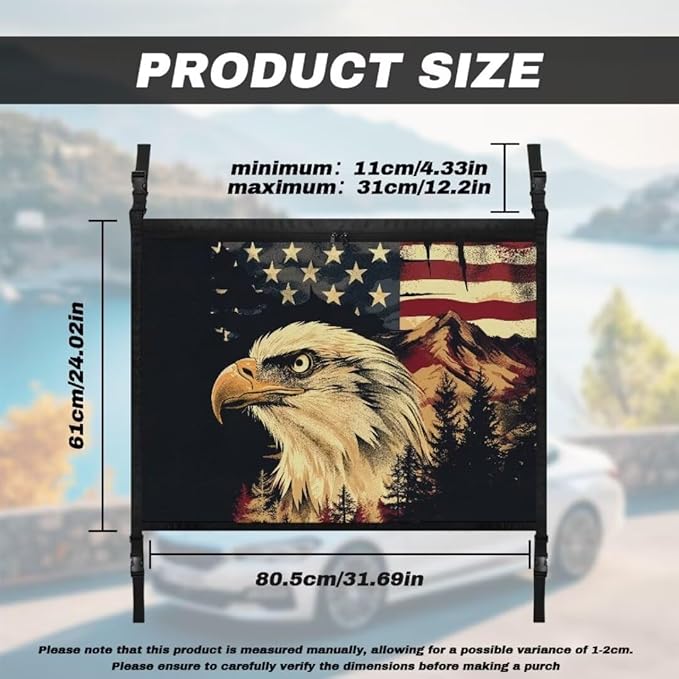 Eagle USA Flag Car Roof Storage Bag Hanging Car Storage Bag All Car Storage Organizers Large Capacity Can Hold Mobile Phone, Wallet