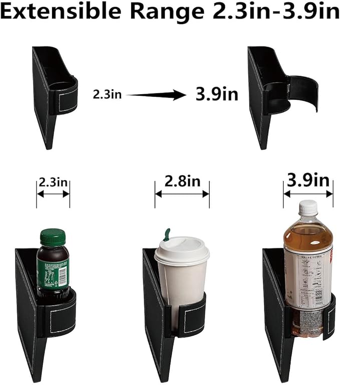 Car Seat Gap Filler Organizer,2 Pack Gap Filler for Car,Seat Gap Storage Box with Cup Holder Expander,Car Organizer Front Seat for Holding Phone, Glasses, Keys, Cards(Black)
