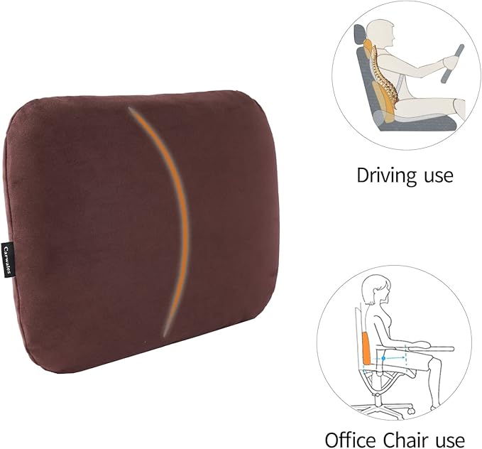 Lumbar Pillow for Chair Pad Latex Soft Lower Back Pain Relief Support for Car Seat Travel Rest Home Office Accessories Thin Brown