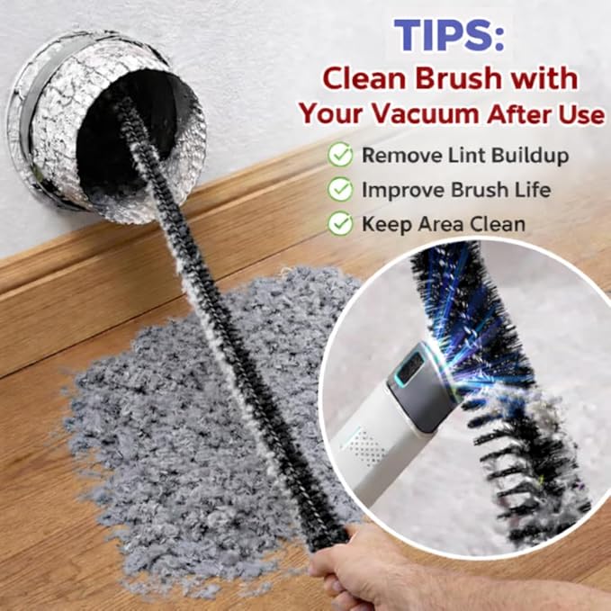 2-Pack Dryer Vent Cleaner Kit - Long Flexible Dryer Lint Brush & Refrigerator Coil Cleaner - Multi-Use Radiator Brush & Lint Trap Cleaning Tool for Fire Prevention