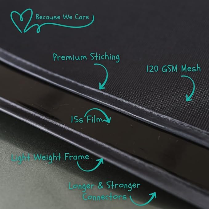 Car Window Shades - Certified 99.79% UVA & 99.95% UVB Sun Protection. Award Winning car Sun Shade for Side Windows. 4 Pack Transparent Shades 22" x 14" - Car Accessories Interior by Kinder Fluff