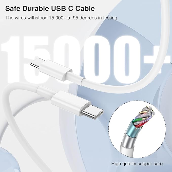 10ft iPhone 17 16 15 Charger, 2Pack 45W USB C Fast Charging Block and Long Type C to C Cable Cord,Wall Plug Adapter Cube Brick for Apple iPhone 17 Pro Max/17 Air/16e/16 Pro/15 Plus/iPad,Samsung Galaxy