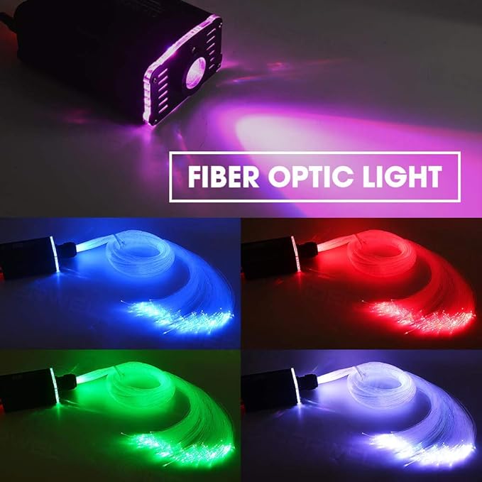 GIDERWEL Smart APP Controlled Fiber Optic Light,RGBW Starlight Headliner Kit with Remote Control,200pcs 6.5ft 0.03in Optic Fiber Cable and Music LED Light Engine for Car,Home Theater Ceiling