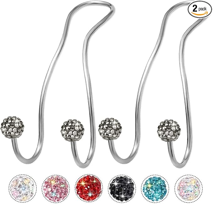 MTGOCHA Bling Purse Hook for Car Headrest, Upgraded Cute Car Seat Hooks for Bag Handbag, Durable Stainless Auto Purse Hanger Holder 2 Pack, Grey