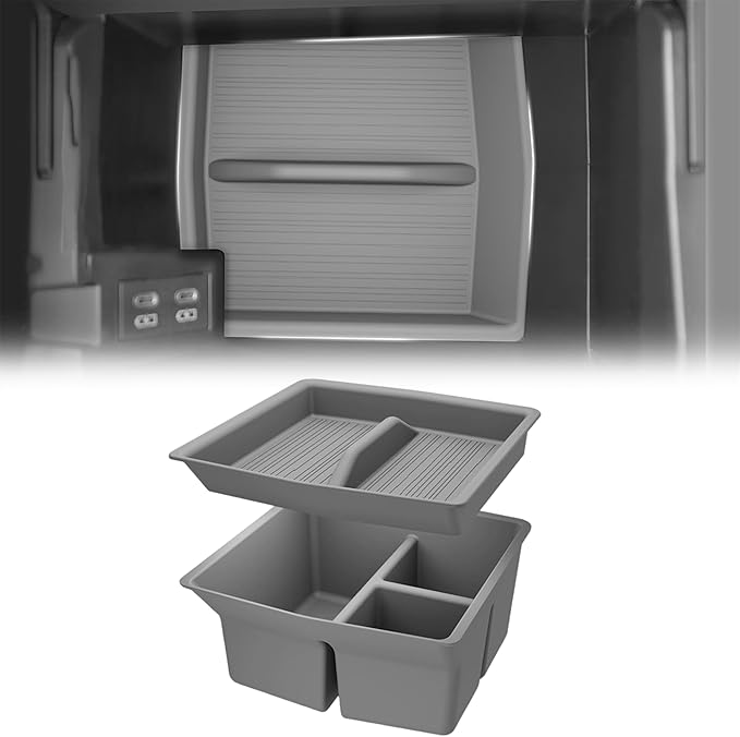 Center Console Organizer for Toyota Sienna 2021-2026 Armrest Box Secondary Tray Storage Silicone Armrest Box Insert Organizer (Gray)