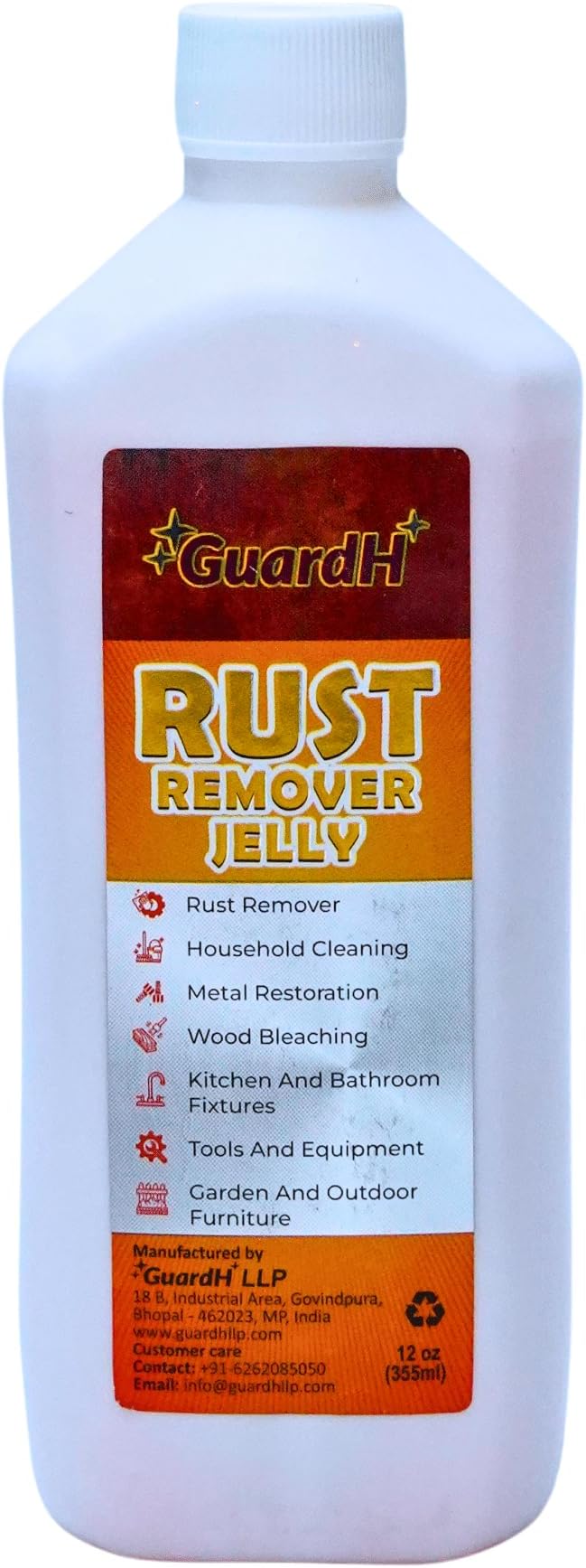 GuardH Rust Remover Jelly, 12 oz | Multi-Purpose Gel for Metal Surfaces, Auto Parts, Household Items, and Antiques