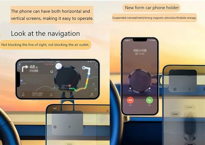 Car Phone Holde, Magnetic Phone Mount for Car, 360 ° Dashboard Car Phone Mount Compatible with Smartphones Such as iPhone