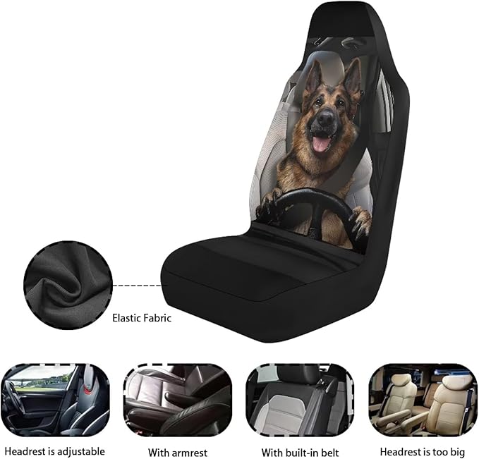 German Shepherd Family Car Seat Cover Front Seats Only,Soft Saddle Blanket Cushion Cover Premium Polyester Seat Covers for Cars Trucks and SUVs