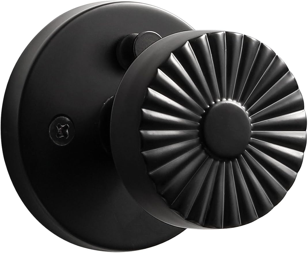 Black Privacy Door Knob, Interior Door Handle Bedroom Bathroom Black DoorKnob, Stainless Steel Knob, 1 Pack