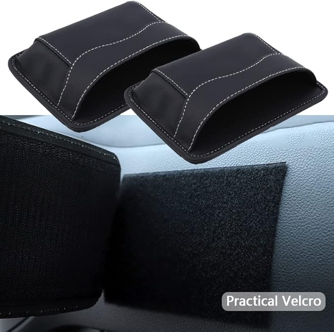BetterJonny 2 Pcs Car Side Pocket Organizer, PU Leather Car Seat Side Storage Pocket Multifunctional Auto Console Side Storage Bag for Car Interior Organizer
