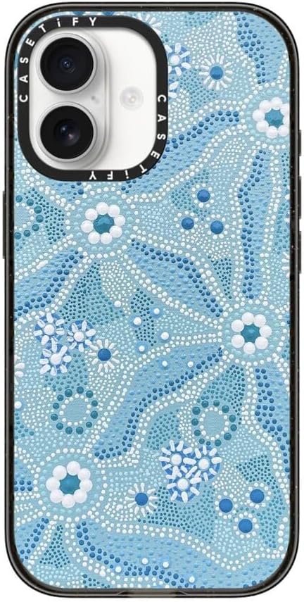 CASETiFY Impact iPhone 17 Case [Slim/Compatible with Magsafe / 8.2 ft. 4X Military Grade Drop Protection] - Nadyung (Water) - Aboriginal Art - Clear Black