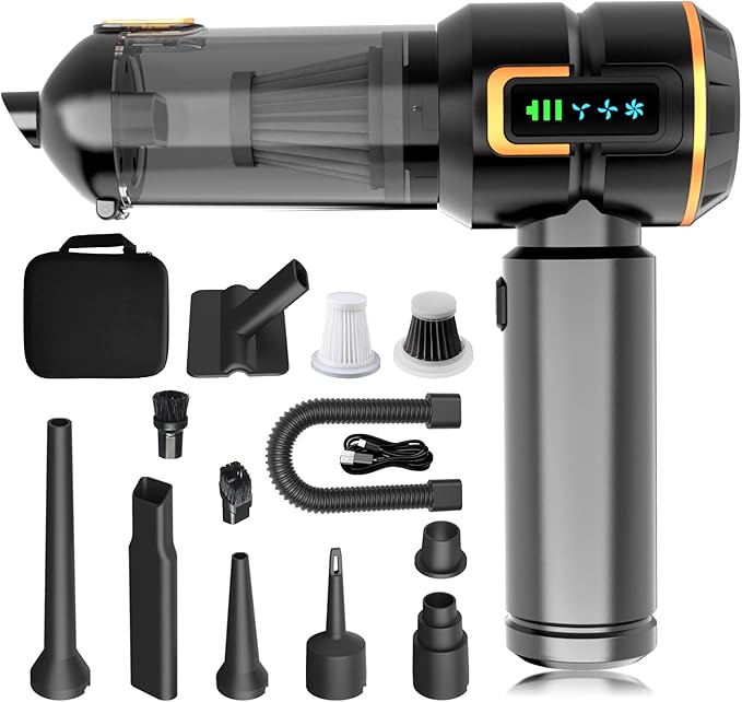 Car Vacuum Cleaner Cordless, 22000PA High Power Portable Handheld Vacuum & Compressed Air Duster, Mini Vacuum with LED Display, 3 Modes Brushless Motor for Car, Home, Office, Camping