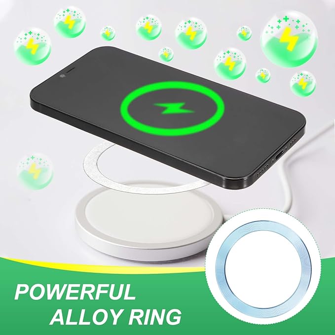 PATIKIL Universal CD Stripe Magnetic Adapter Ring, 4 Pcs Ultra-Thin Sticker Ring Adhesive Nickel-Iron Alloy for Phone Cases Holder Wireless Charging Car Mount Kit, Light Blue