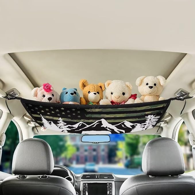 Mountain Flag Car Roof Storage Bag Multi-Purpose Seat Organizer Premium Car Seat Organizer Vehicle Passenger Seat Organization and Storage for Kids Adults Pets Items
