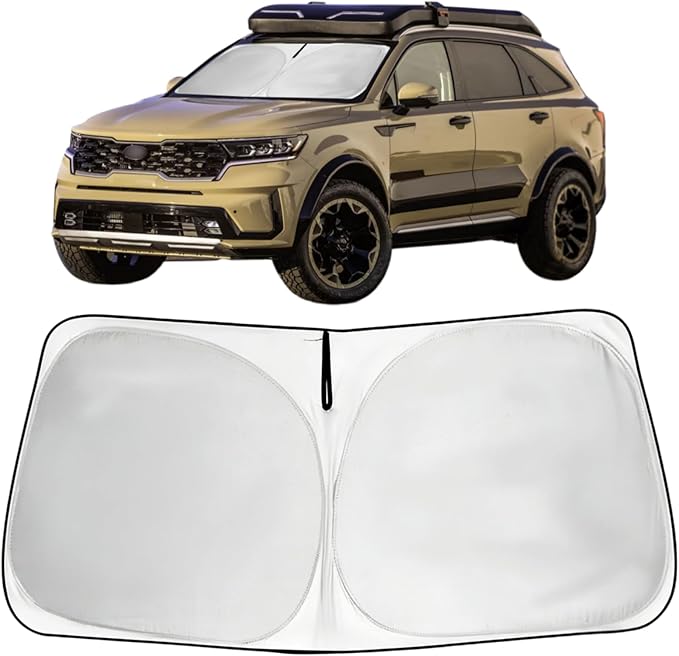 Custom Fit Windshield Sun Shade for 2021-2025 2026 Kia Sorento SUV Accessories, Foldable Front Window Sunshade, Sun Visor Block Out UV Rays & Heat, Keep Car Cool