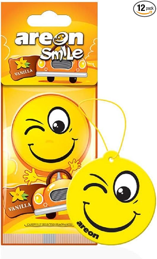 AREON Smile I Design Hanging Car Air Freshener, Vanilla (Pack of 12)