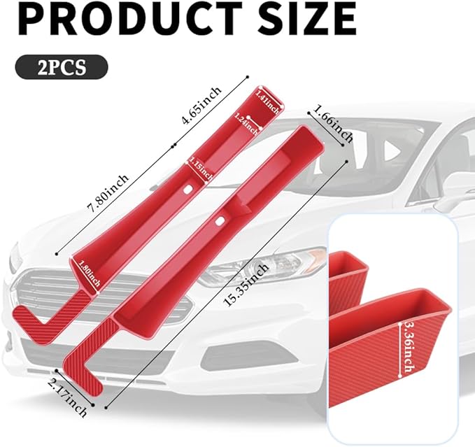 2PCS New Car Seat Gap Filler with 2 Storage Areas,Stylish Car Seat Gap Storage for Stabilizing Phone,Keys Wallet,Universal Car Seat Gap Filler Organizer Interior Accessories (Carbon Red)