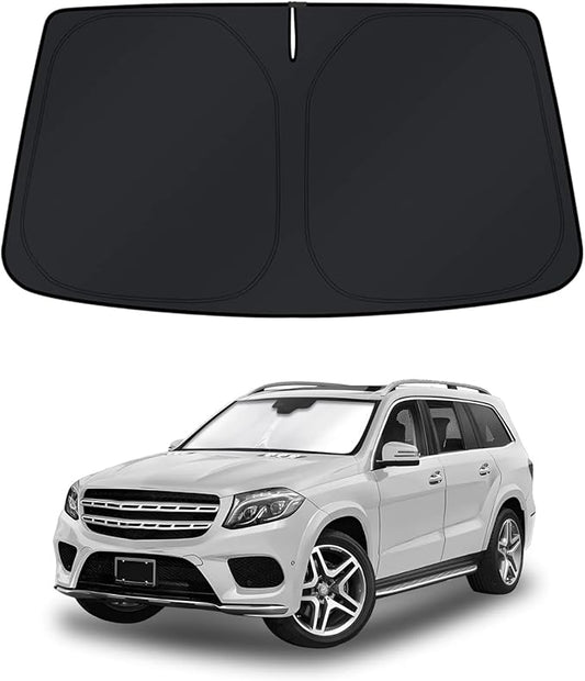 KUST Windshield Sun Shade for Mercedes-Benz GL-Class (GL400/GLS400/GL450/GLS450/GL550/GLS500/GLS550/GL63/GLS63) 2013-2019 Window Accessories Shade Sun Visor Foldable Block UV Rays Keep Car Cooler