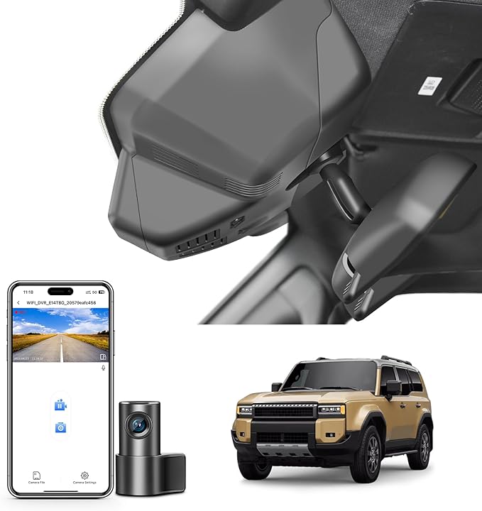 Mangoal Front 4K & Rear 1080p Dash Cam Custom fit for Toyota Land Cruiser 2024 2025 2026 (J250/Gen15), Integrated OEM Look, UHD 2160P Video, App & WiFi, Easy to Install, GPS x1, 128GB Card