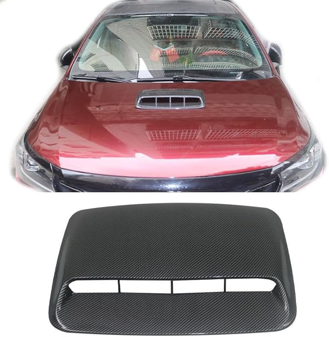 Universal Car Hood Scoop Cover with Side Air Vents, Black, Decorative Hood Air Flow Intake, 3-Piece Set with Mounting Tape (Shiny black)