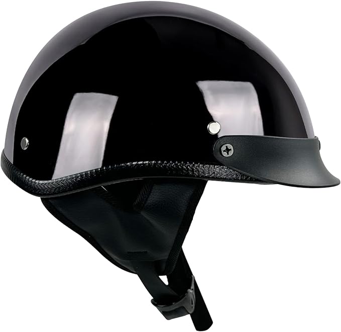 Adult Unisex Black Half Motorcycle Helmet, DOT Approved, for Chopper Moped Scooter Motorbike Electric
