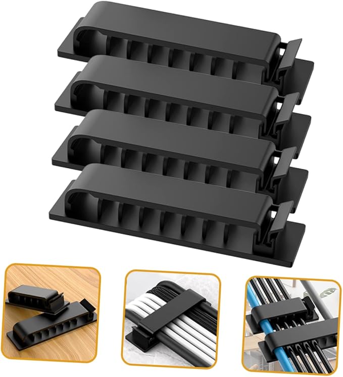 HOMSFOU 16pcs Self-Adhesive Cable Organizer for Cables Desktop and Compact Wire Management for Home Office Study