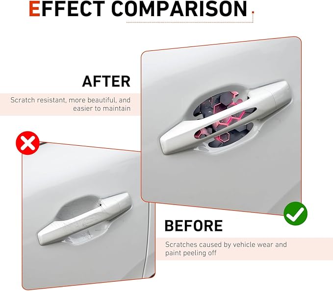 8 PCS Car Door Handle Scratch Protectors, Scratch-Proof Door Cup Protectors, Automotive Door Handle Paint Protective Film, Universal for Most Cars (Style 2)