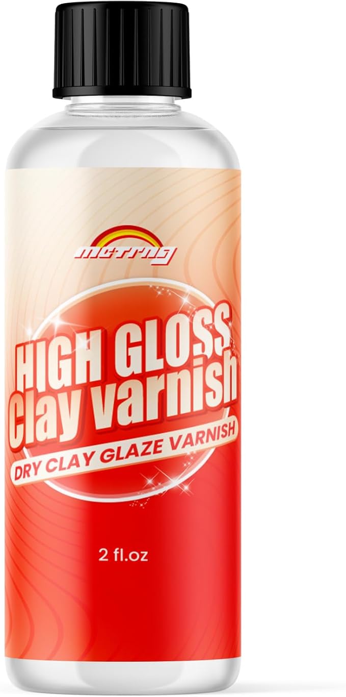 Clay Glaze, Gloss Varnish for Air Dry Clay Waterproof, Polymer Clay Glaze, Non-Toxic & Anti-Cracking, High Gloss for Air Dry Clay, Polymer Clay, Oven Baked Clay, Pottery Clay, Ceramic Clay